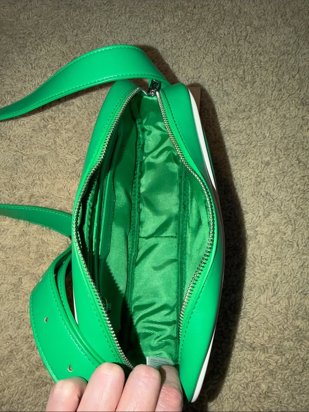 Anthropologie Melie Bianco Green Crossbody with White Piping